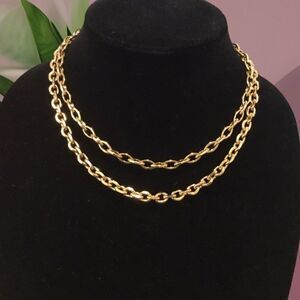 BOLD STATEMENT LAYERED GOLD CHAIN LINK NECKLACE